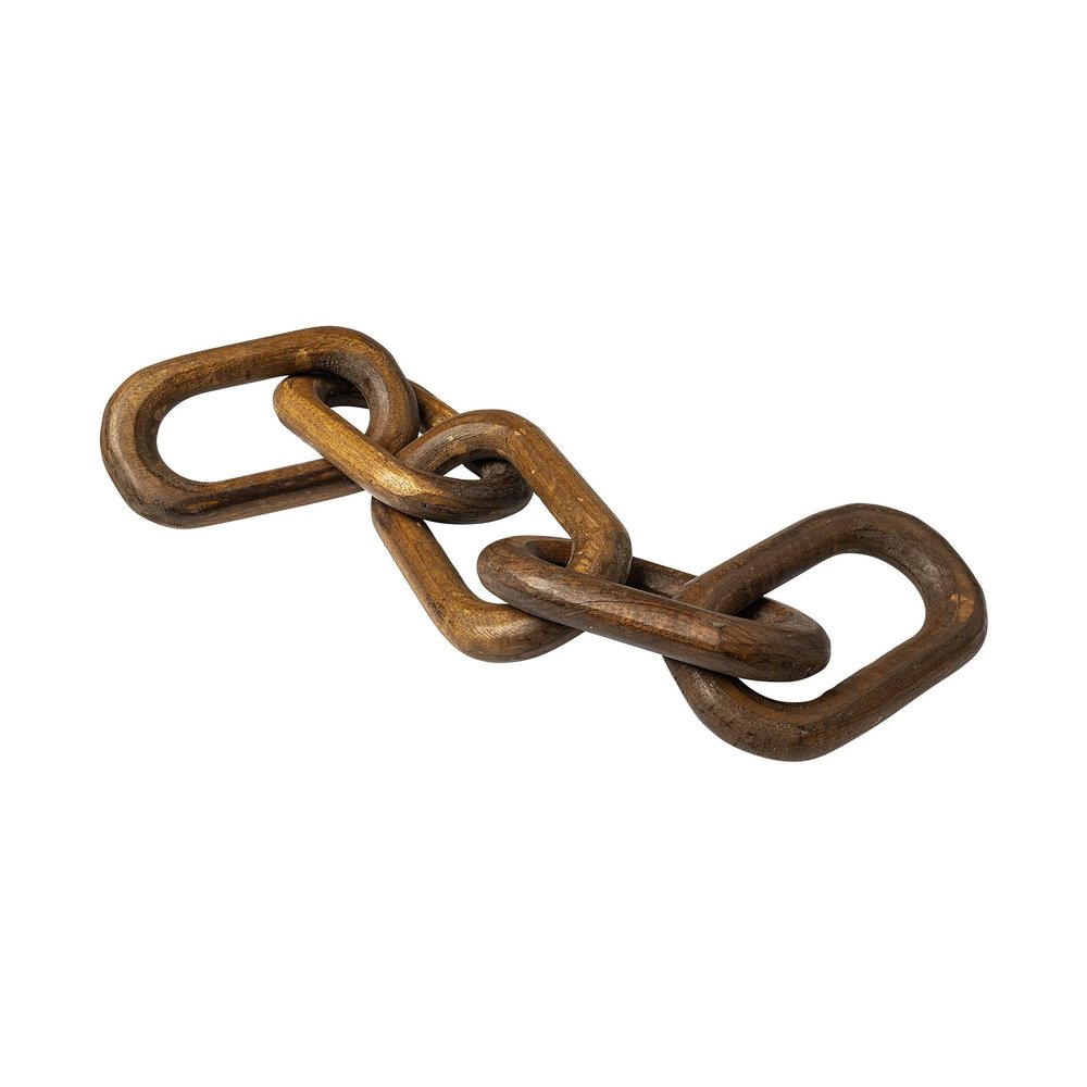 HomeRoots Brown Wooden Chain Link Decor Piece