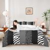 Leopard Print Kids Duvet Cover Set Twin Size,Zebra Abstract Animals Skin Texture Bedding Set,Girls Boys Adults Room Decor,Geometric Stripes Comforter Cover,Black White Grey Quilt Cover,1 Pillowcase view 1