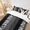 Leopard Print Kids Duvet Cover Set Twin Size,Zebra Abstract Animals Skin Texture Bedding Set,Girls Boys Adults Room Decor,Geometric Stripes Comforter Cover,Black White Grey Quilt Cover,1 Pillowcase view 3