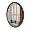 A&B Home 20" Circular Mirror - Round Wall Mount Decorative Mirror with Wooden Frame, Home Wall Dcor, Bedroom Living Room Entryway Wall Accent, Brown view 2