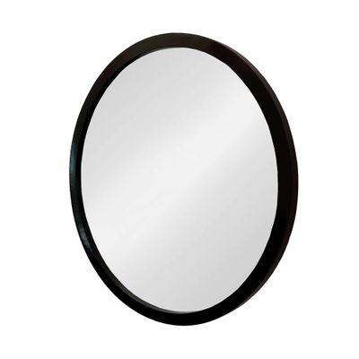 A&B Home Circle Mirror for Wall - 20" Round Wall Mount Mirror with Wooden Frame, Home Decor for Bathroom Bedroom Living Room Entryway, Black