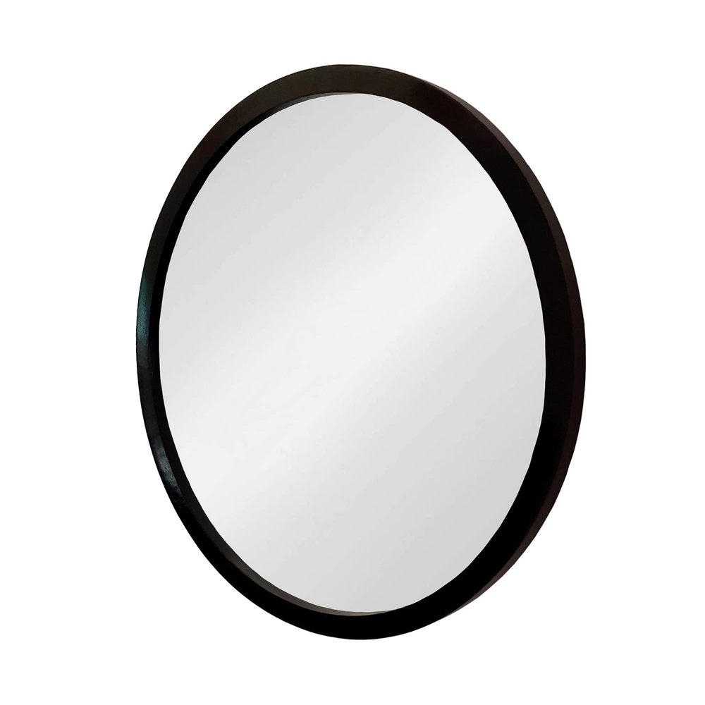 A&B Home Circle Mirror for Wall - 20" Round Wall Mount Mirror with Wooden Frame, Home Decor for Bathroom Bedroom Living Room Entryway, Black