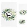 Anzona Eucalyptus Leaves 3 Piece Bath Towels Set, Spring Green Watercolor Monogram Letter Q Soft & Absorbent Towel for Bathroom, Hotel (1 Bath Towel 30x60, 1 Hand Towel 16x28, 1 Washcloth 13x13) view 1