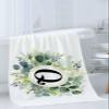 Anzona Eucalyptus Leaves 3 Piece Bath Towels Set, Spring Green Watercolor Monogram Letter Q Soft & Absorbent Towel for Bathroom, Hotel (1 Bath Towel 30x60, 1 Hand Towel 16x28, 1 Washcloth 13x13) view 3