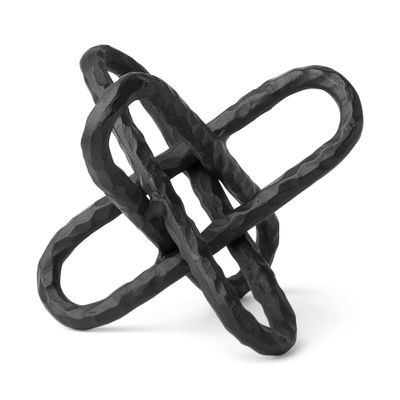 HomeRoots Black Textured Metal Chain Link Sculpture