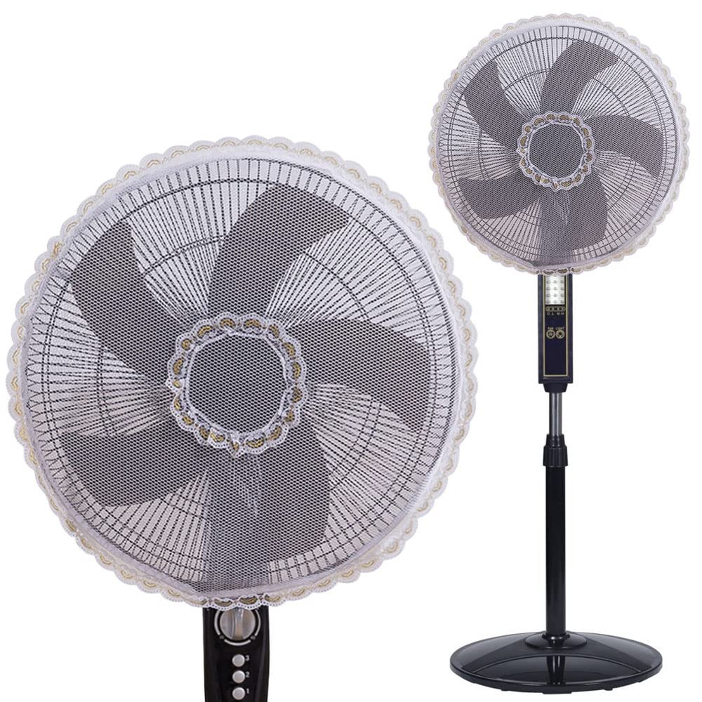 2 Pack Summer Fan Safety Protection Cover, Round Electric Fan Guard Dust Covers, Kid Baby Finger Protector, Anti-Pinch Hand Electric Fan Mesh Net Cover for Pedestal Fan, Standing Floor Fan