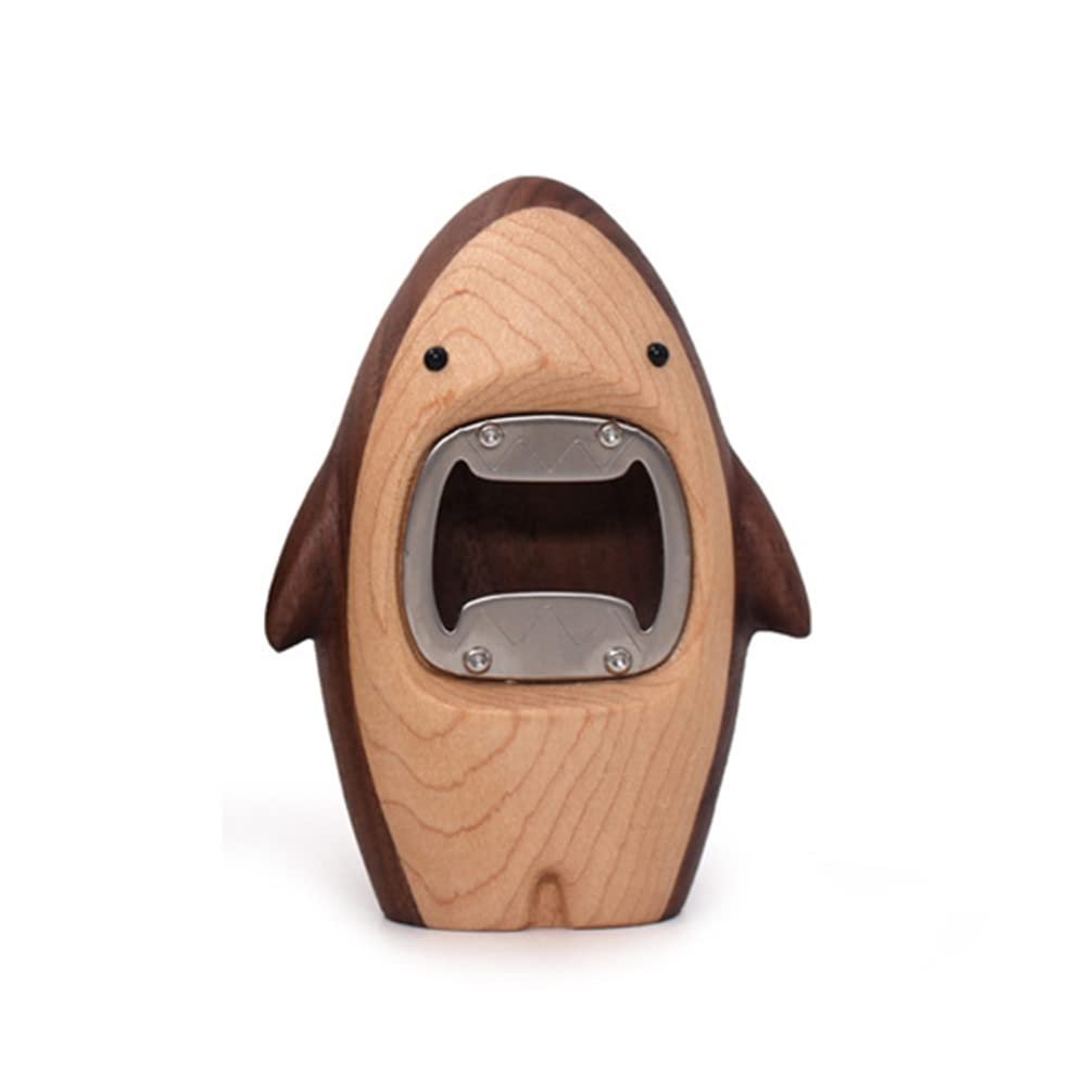 BOOMLATU Wooden Whimsical Shark Bottle Opener,Creative Beer Bottle Opener For Home Party Bar Bartenders (Walnut)