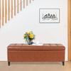 Adeco 51 inch Rectangle Lift Top Storage Ottoman Bench in Upholstered Tufted Fabric with Large Storage Space, Coffee Table Toy Box Footrest Stool for Living Room Bedroom Entryway, Orange view 2
