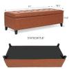 Adeco 51 inch Rectangle Lift Top Storage Ottoman Bench in Upholstered Tufted Fabric with Large Storage Space, Coffee Table Toy Box Footrest Stool for Living Room Bedroom Entryway, Orange view 3