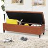 Adeco 51 inch Rectangle Lift Top Storage Ottoman Bench in Upholstered Tufted Fabric with Large Storage Space, Coffee Table Toy Box Footrest Stool for Living Room Bedroom Entryway, Orange view 4