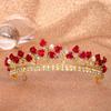 Beaupretty Red Rose Rhinestone Tiara Crown for Bridal Veils and Updos view 3