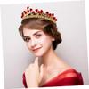Beaupretty Red Rose Rhinestone Tiara Crown for Bridal Veils and Updos view 4