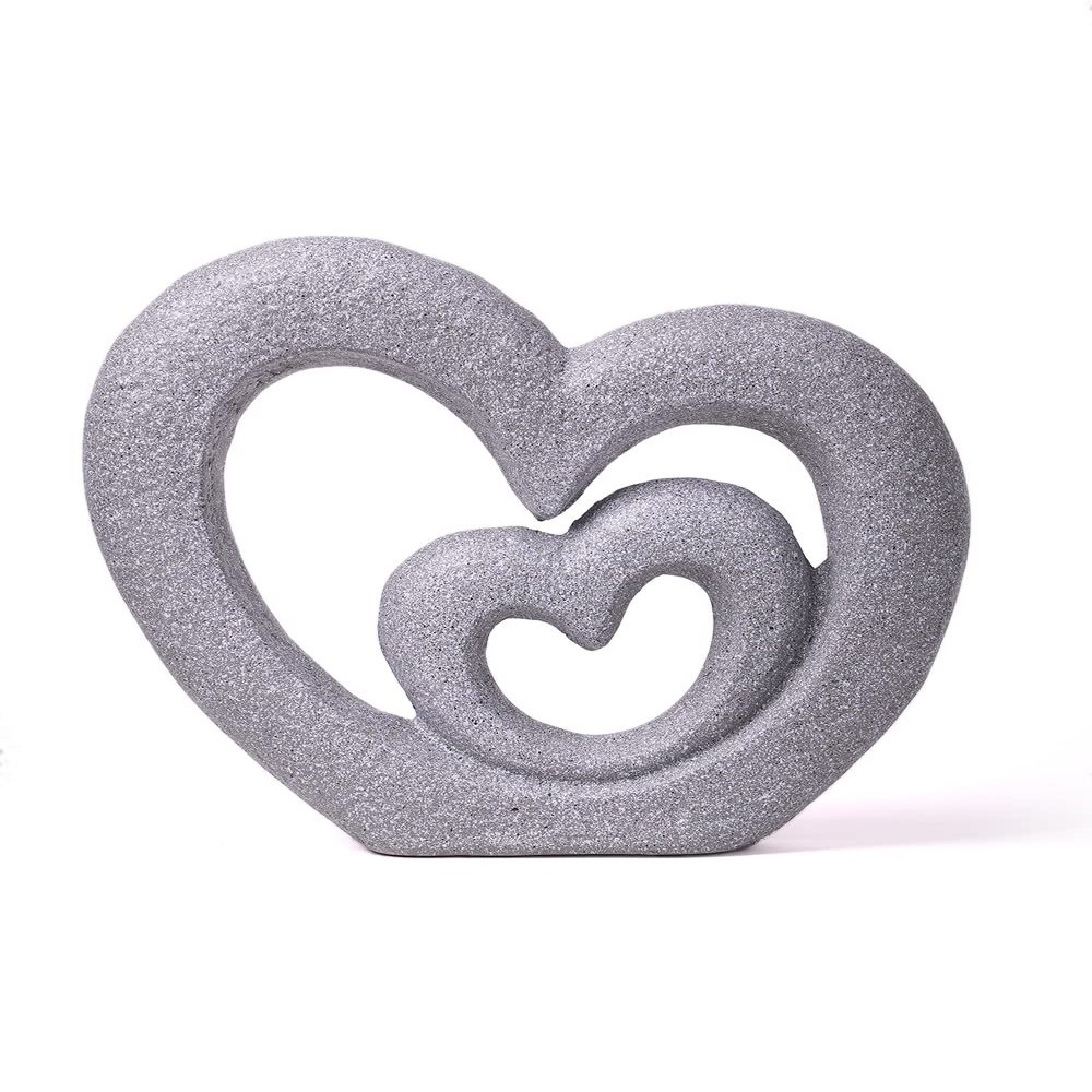 HAUCOZE Heart Decor Figurine Love Gifts Statue Modern Arts Sculpture Polyresin 13.8inch