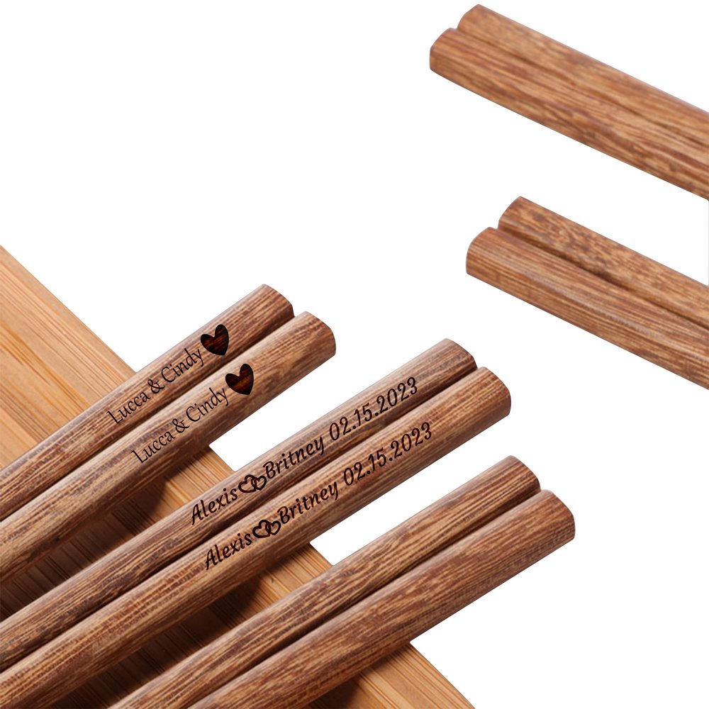 140PCS Personalized Bulk Engraved Chopsticks come with Orgranza Bag, Customized Chopsticks with Name Text Date for Weddings Party Favors, Custom Unique Housewarming Brithday Anniversaries Parties Gift