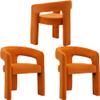 Wahson Orange Dining Chair Set of 3, Velvet Upholstered Modern Barrel Chair, Round Dining Chairs with Wooden Legs, Assembled Accent Armchairs for Dining Room/Living Room/Bedroom/Side view 1