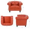 85" Chesterfield PU Fabric 3 Seater Couch-2 Set 39" Single Chair Set Furniture,Upholstered Sofa with Tufted Back,Roll Arm Classic Chesterfield Settee Couches for Living Room,Office(Orange + PU) view 3