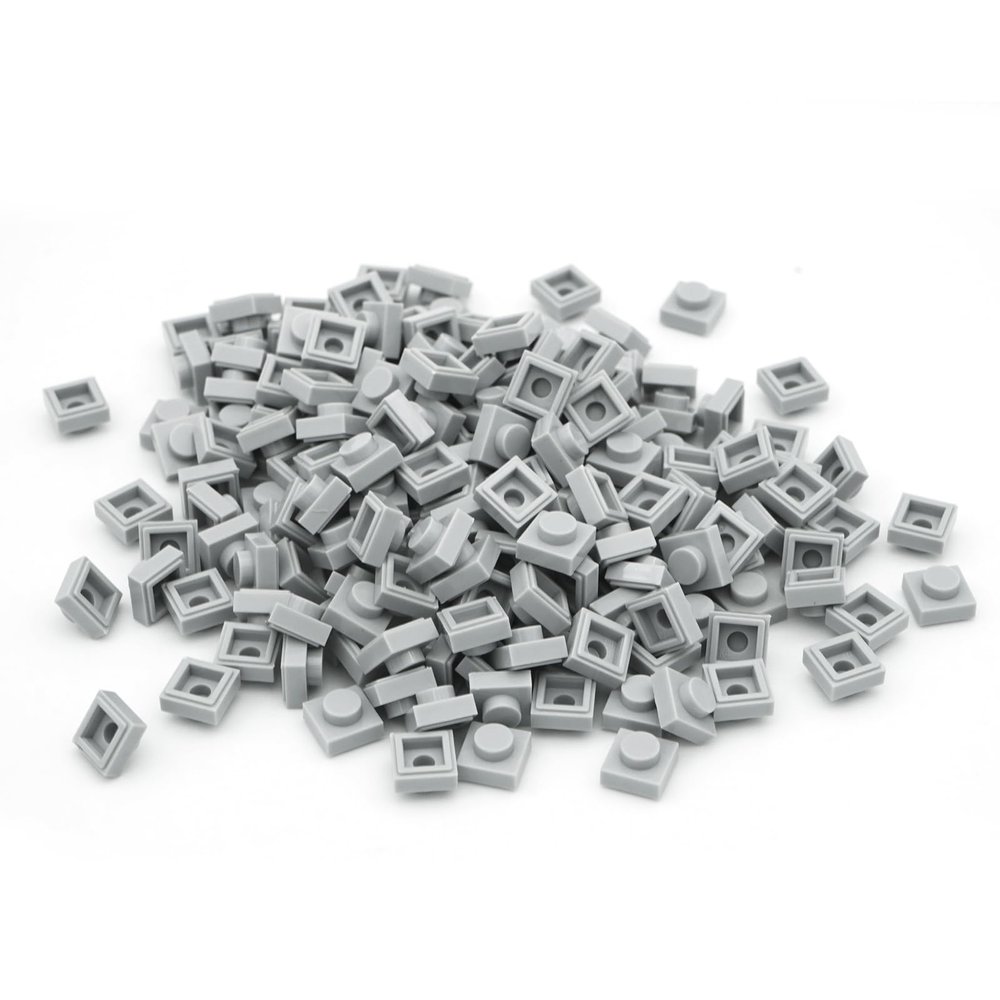 PIPART Pixel Bricks Mosaic Art Pieces Compatble with Major Brands, 1x1 Plate 1000 Pieces 3024 Brick (194 Medium Stone Grey)