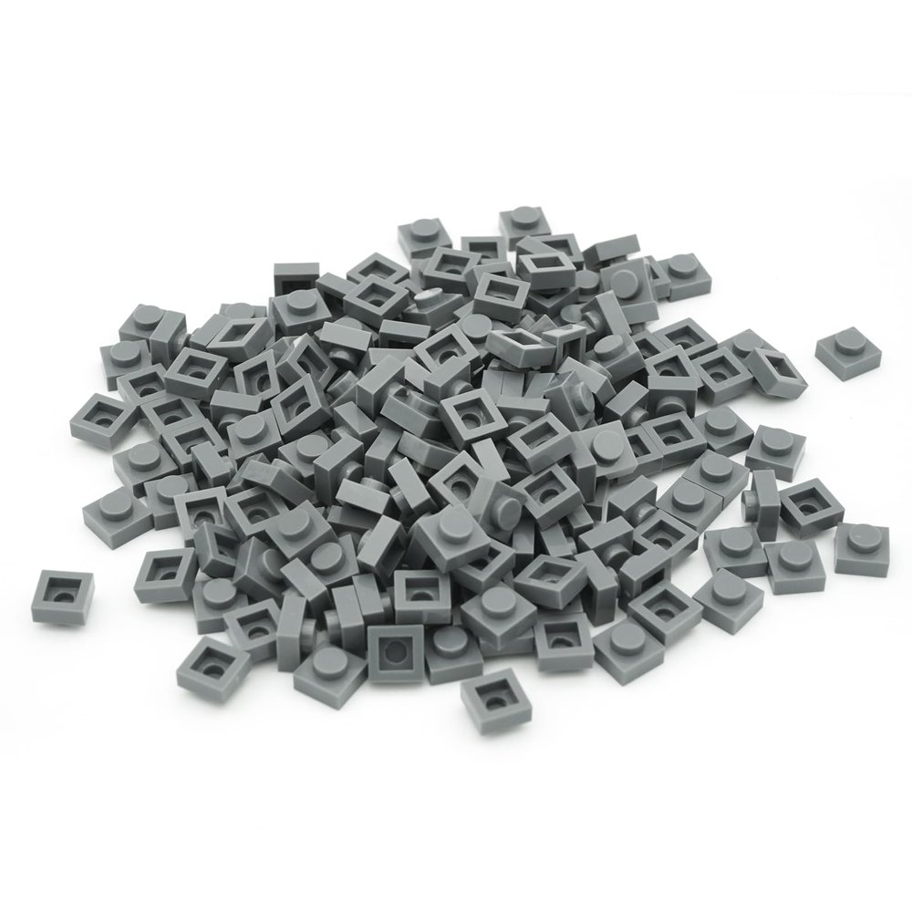 PIPART Pixel Bricks Mosaic Art Pieces Compatble with Major Brands, 1x1 Plate 1000 Pieces 3024 Brick (199 Dark Stone Grey)