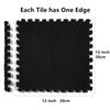 16 Pcs Kids Foam Interlocking Carpet Tiles with Border, Thick Carpet Squares Plush Floor Playmats Baby Crawling Rug - 49" x 49" (Black, 16 Tiles) view 3