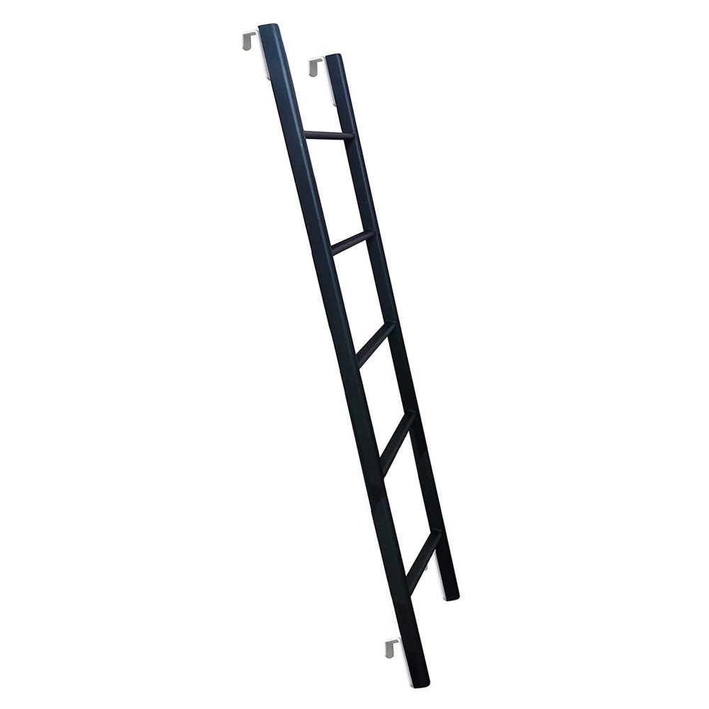 Bunk Bed Ladder Muli-Ti Color Bunk Bed Ladder with Hooks, 116Cm/ 130Cm/ 140Cm/ 150Cm/ Tall Metal Frame Twin Bed Bunk Ladder for Motorhome Camper Attic Stairs/Black/150Cm/59In