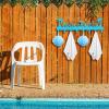 Capoda Pool Towel Rack Metal Hook Rack Wall Mounted Summer Beach Pool Towel Holder with 8 Hooks for Storage Robe Swimsuit, Coat, Bags, Phone, Keys(Blue) view 4