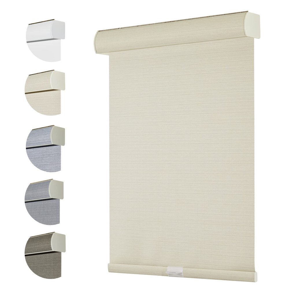 Persilux Window Blinds Cordless Free-Stop 100% Blackout Roller Shades for Windows Shades with Texture Fabric UV Protection Thermal Insulated Roller Blinds for Home, Bedroom (65.5" W x 72" H, Beige)