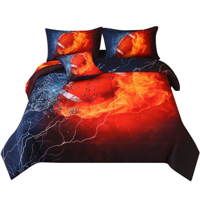 JQinHome Queen Football and Fire Comforter Sets for Boys,6 Piece Bed in A Bag Sport Themed Bedding -All Season Soft Microfiber Bedding Sets, with Pillowcase, Flat Sheet, Fitted Sheet,Cushion Cover
