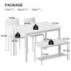 soges 4 Person Dining Table Set,43.3 inch Kitchen Table Set for 4,2 Chairs with Backrest,2-Person Bench with Storage, White Rack,Nesting Furniture Set for Dining Room and Restaurant, White view 3