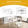 soges 4 Person Dining Table Set,43.3 inch Kitchen Table Set for 4,2 Chairs with Backrest,2-Person Bench with Storage, White Rack,Nesting Furniture Set for Dining Room and Restaurant, White view 4