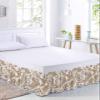 Boho Paisley Bed Skirt Cal King Size 18 Inch Drop, Adjustable & Elastic Wrap Around Bed Skirts Pleated Luxury Dust Ruffles for Twin Full Queen Cal King Base Bed, Da-mask Floral Print Bohemian Style view 1