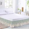 Teal Flower Leaves Bed Skirt Queen Size 18 Inch Drop,Adjustable & Elastic Wrap Around Bed Skirts Pleated Luxury Dust Ruffles for Twin Full Queen Cal King Base Bed,Summer Fall Retro Grey Plant Flowers view 1
