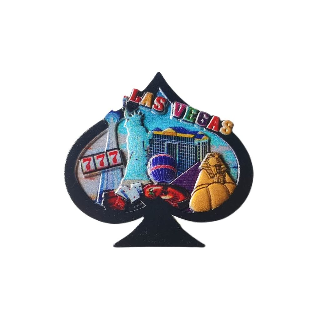 Las Vegas USA 3D Spade Fridge Magnet Souvenir Gift,Resin Handmade Las Vegas Refrigerator Magnet Home & Kitchen Decoration Collection