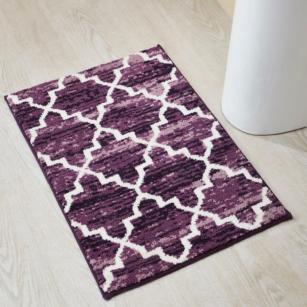 Better Trends Savio Collection 17" x 24" Bath Rug, Non Slip Bath Mat & Washable Bath Rugs, 100% Polyester Premium Bath Floor Mat, Perfect Bath Mats for Bath - Purple Bath Rugs
