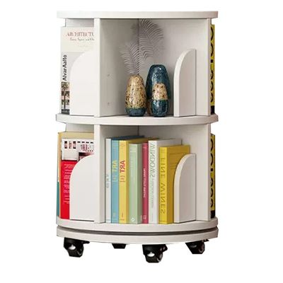 Bookshelf Movable Rotating Bookcase Home Kids Book Shelf Creative Decorative Bookshelf Magazine Rack Potted Photo Album Display Rack (Color : White, Size : 2 Layers)
