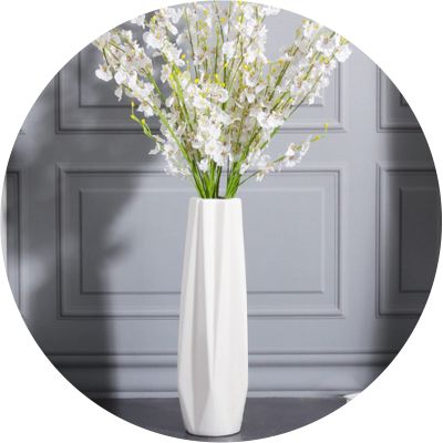 18 Inches White Table Vase Tall, KSYGINXD Decorative Ceramic Floor Vase for Living Room, with Wide Vase Mouth Stable Flower Holder for Home Dcor Dried Flower Arrangement Housewarming Office