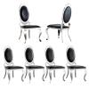 Elegant Dining Chairs Set of 6, Modern Faux Leather Dining Room Chair w/Unique Oval Back Silver Stainess Legs,White Luxury Upholstered Accent Kitchen Chairs for Kitchen, Dining, Bedroom, Living Room view 1