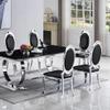 Elegant Dining Chairs Set of 6, Modern Faux Leather Dining Room Chair w/Unique Oval Back Silver Stainess Legs,White Luxury Upholstered Accent Kitchen Chairs for Kitchen, Dining, Bedroom, Living Room view 2