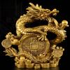 15.6" Brass Gilt Fengshui Classical Dragon Lucky Wealth Zodiac Animal Loong Statue view 2