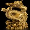 15.6" Brass Gilt Fengshui Classical Dragon Lucky Wealth Zodiac Animal Loong Statue view 3