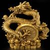 15.6" Brass Gilt Fengshui Classical Dragon Lucky Wealth Zodiac Animal Loong Statue view 4
