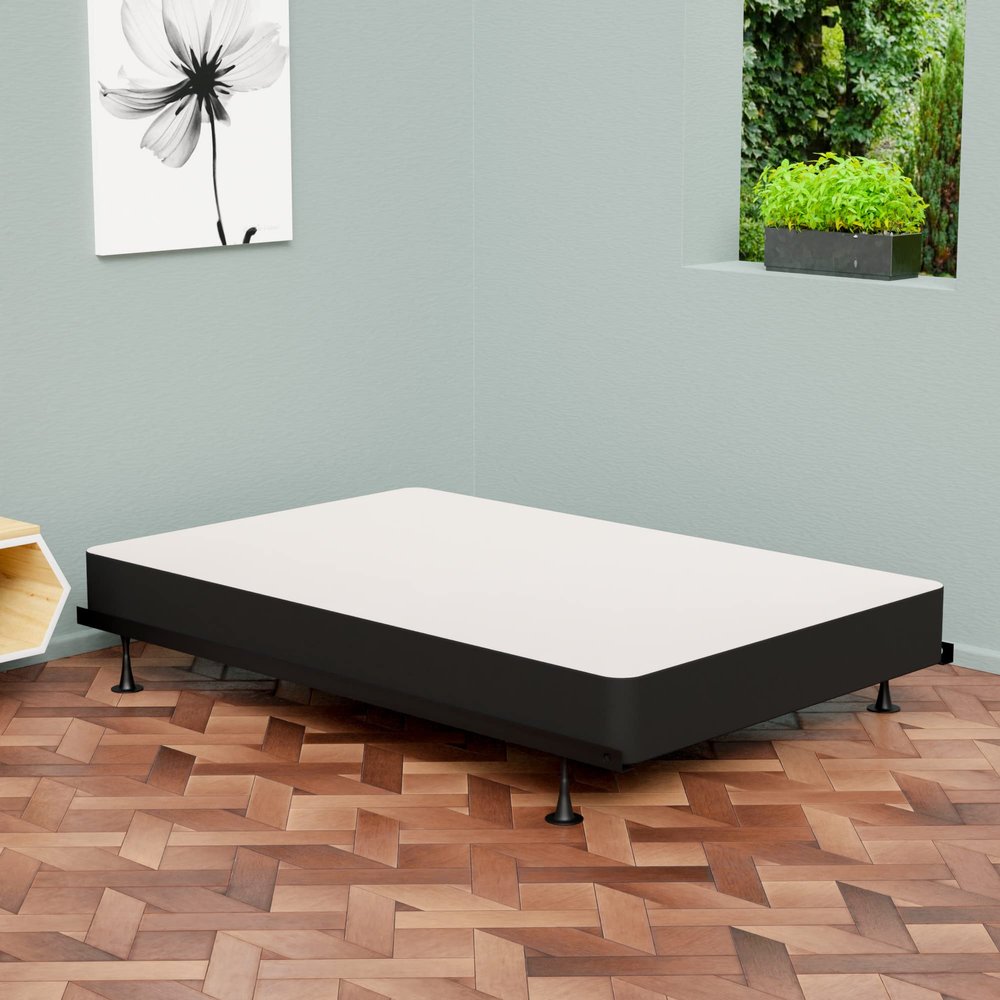 Spring Coil Coil, 4.5-Inch Sturdy Box Spring for Mattress Support-Durable and Easy to Assemble Natural Wood Foundation for Twin, Gray