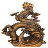 14.6" Brass Fengshui Classical Dragon Lucky Wealth Zodiac Animal Loong Statue view 1