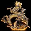 14.6" Brass Fengshui Classical Dragon Lucky Wealth Zodiac Animal Loong Statue view 2