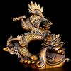 14.6" Brass Fengshui Classical Dragon Lucky Wealth Zodiac Animal Loong Statue view 3