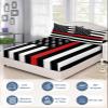 USA Red Line Firefighter Flag Fitted Sheet Set for Full Size Bed 3 Pieces Bedding Sheets-Deep Pocket Bedsheet Fits Mattress Upto 16",2 Pillow Cases Bedroom Decor Star Striped Flags view 2