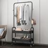 CNCEST 2-Layer Rolling Drying Racks 2-in-1 Drying Racks Metal Basket Drying Racks with Wheels and Hooks for Home Bedroom Laundry Small Place Entrance Black view 1