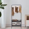 CNCEST 2-Layer Rolling Drying Racks 2-in-1 Drying Racks Metal Basket Drying Racks with Wheels and Hooks for Home Bedroom Laundry Small Place Entrance Black view 3