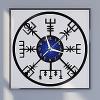 Wall Clock with Viking Age Symbols Vinyl Clock Quiet and Ticking Wall Art Clock Mechanism view 1