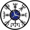 Wall Clock with Viking Age Symbols Vinyl Clock Quiet and Ticking Wall Art Clock Mechanism view 3