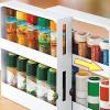 Cyrank Rotating Spice Rack Organizer, White Pull And Rotate Spice Rack Sliding 2 Tier Rack Plastic Seasoning Spice Jar Rack Storage Kitchen Organiser Slide Salt Bottle Box Holder view 3
